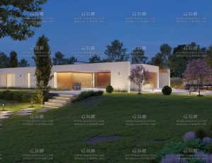 超写实白天夜晚户外大平层别墅场景Blend工程源文件