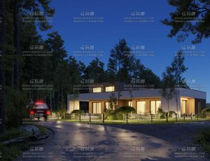 超写实白天夜晚郊区别墅场景Blend工程源文件