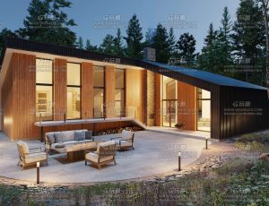 超写实白天夜晚郊区平层别墅场景Blend工程源文件