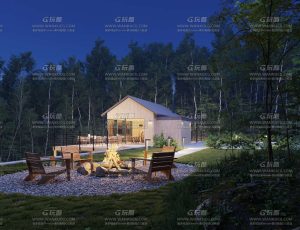 超写实白天夜晚深山树林别墅场景Blend工程源文件