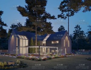 超写实白天夜晚小树林别墅场景Blend工程源文件