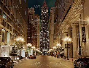 超写实夜晚温馨氛围高楼大厦城市场景Blend工程源文件