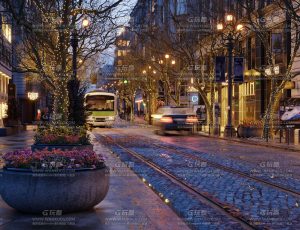 超写实唯美浪漫夜晚城市街道场景Blend工程源文件
