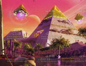 科幻未来金字塔场景Blend工程源文件