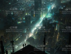 夜晚高空赛博朋克大城市Blend工程源文件