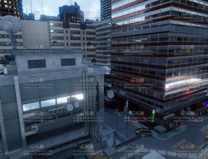 阴暗赛博朋克大城市场景Blend工程源文件