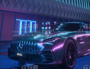 夜晚酒吧街角场景C4D工程源文件