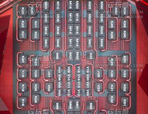 红色质感卡座C4D工程源文件