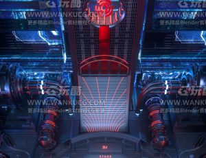 简易科技卡座场景C4D工程源文件