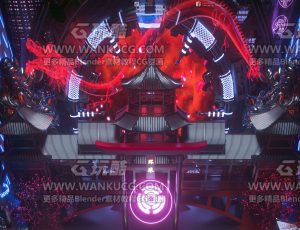 酷炫酒吧国风座位场景C4D工程源文件