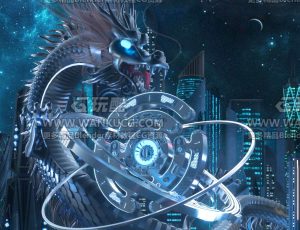 科幻龙场景C4D工程源文件