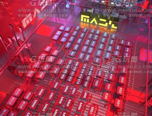 霓虹灯赛博朋克座位场景C4D工程源文件