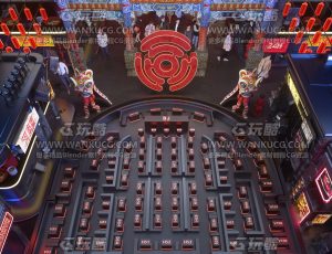 国风科幻卡座炫酷场景C4D工程源文件