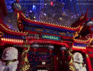 国风赛博城市场景C4D工程源文件