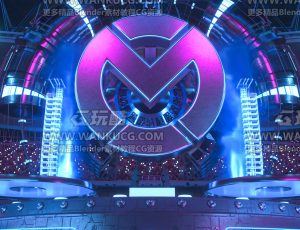 科幻音乐节场景C4D工程源文件