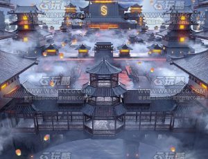 夜晚古都之城C4D工程源文件