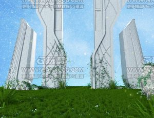 草原纪念碑场景C4D工程源文件