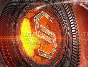 大圆盘机械LOGO场景C4D工程源文件