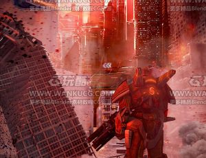 机械人与战损场景C4D工程源文件