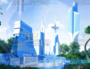 绿洲科幻城市C4D工程源文件