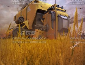 户外机械耕田机场景C4D工程源文件