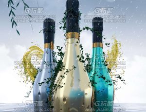 酒瓶渲染小场景C4D工程源文件