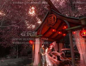 七夕古风场景C4D工程源文件