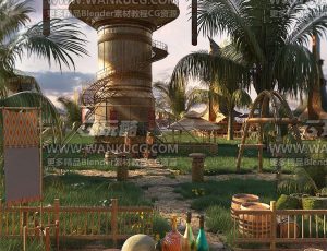 热带夏威夷场景C4D工程源文件