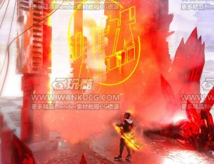 国潮火焰门C4D工程源文件