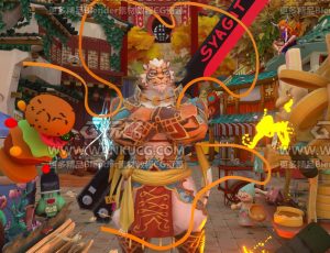 国风虎场景C4D工程源文件