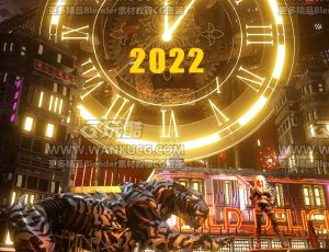 赛博朋克新年场景C4D工程源文件