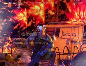 火焰燃烧城市场景C4D工程源文件