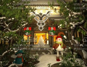 中国风圣诞节C4D工程源文件