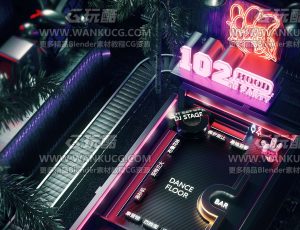 赛博朋克霓虹灯酒吧场景C4D工程源文件