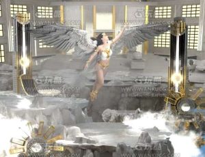 奇幻天使天空场景C4D工程源文件