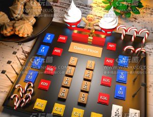 圣诞美食座位场景C4D工程源文件