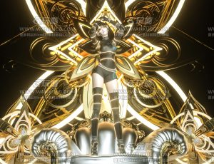 科技沙发座位场景C4D工程源文件