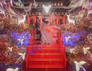 国风七夕佳节场景C4D工程源文件