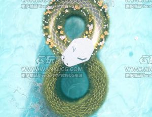 快乐蛇年泳池场景C4D工程源文件