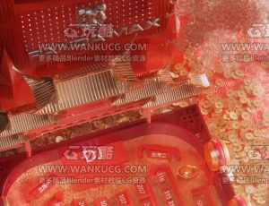 国风恭喜发财风格卡座场景C4D工程源文件