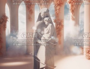 母婴雕塑唯美自然场景C4D工程源文件