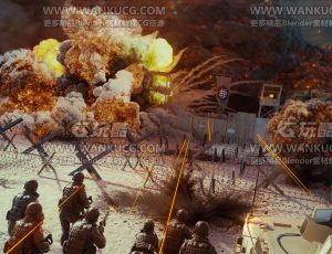 抢滩登陆战争场景C4D工程源文件