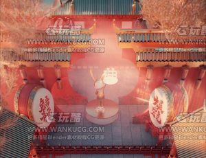 国风建筑座位场景C4D工程源文件