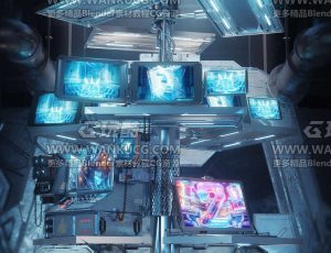 科幻黑客电脑中心场景C4D工程源文件