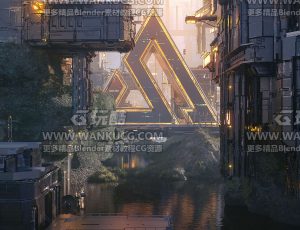 科幻工业城市中心场景C4D工程源文件