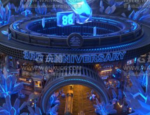 科技采矿中心场景C4D工程源文件