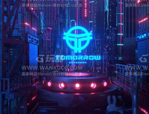 科技霓虹灯赛博场景C4D工程源文件