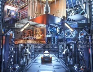 科技赛博朋克音乐派对城动态动画场景C4D工程源文件