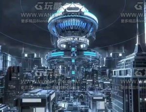 时尚科幻科技城动态动画场景C4D工程源文件