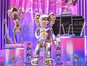 卡通时尚音乐派对动态动画场景C4D工程源文件